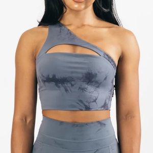 Alphalete Alphalux Asymmetrical Bra - Cyclone Blue